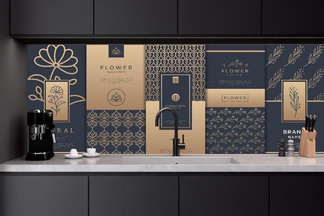 Küchenrückwand - Elegante Gold-Design Verpackungskollektion