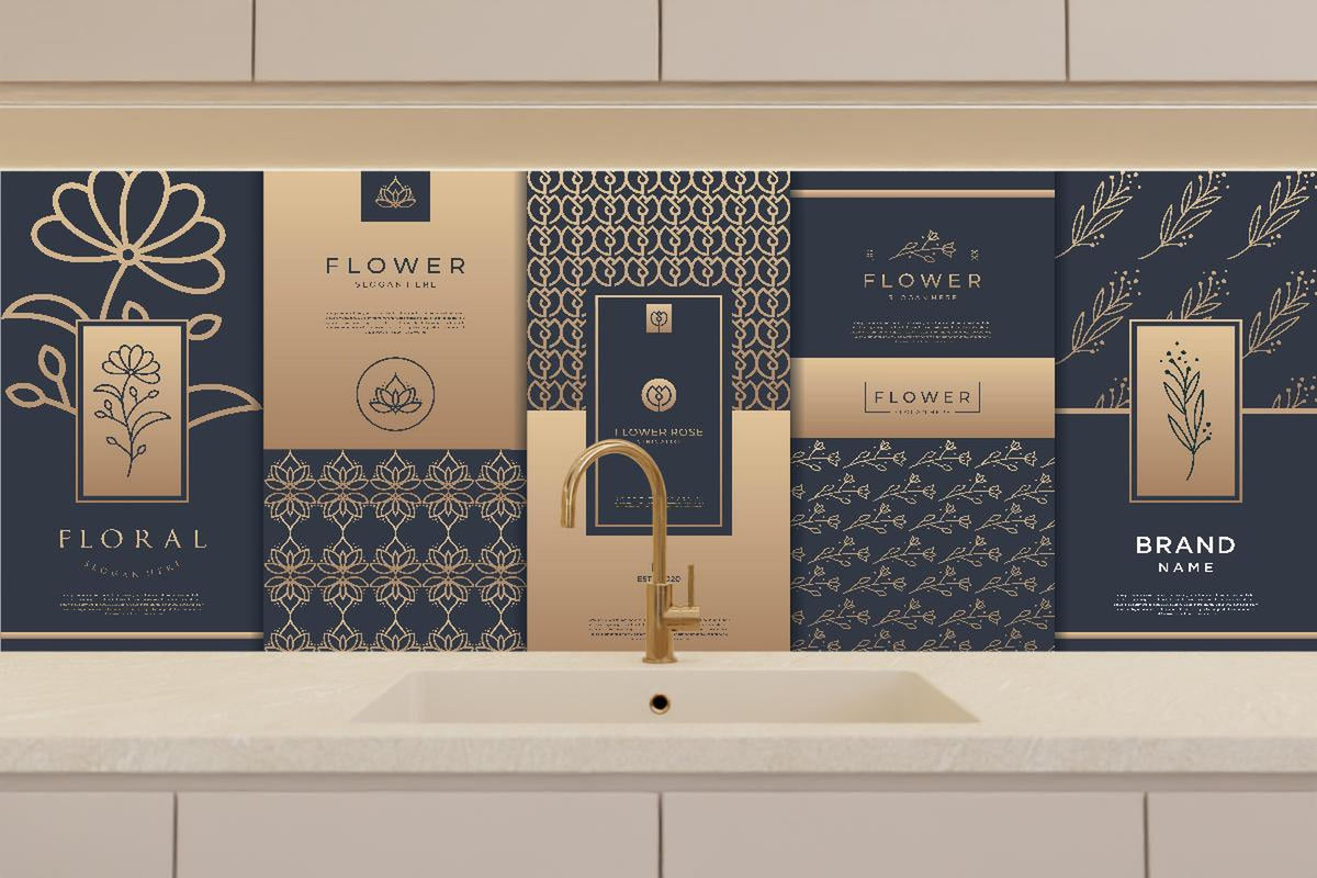 Küchenrückwand - Elegante Gold-Design Verpackungskollektion