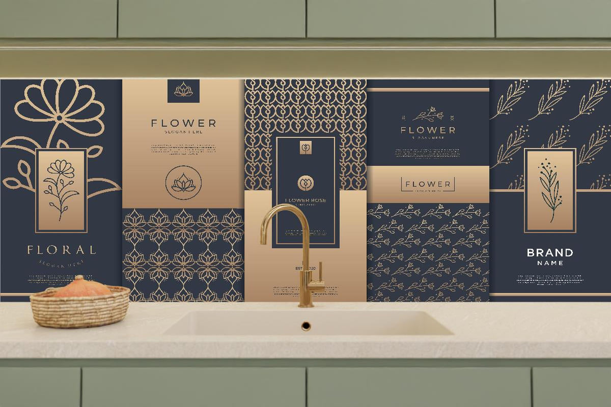Küchenrückwand - Elegante Gold-Design Verpackungskollektion