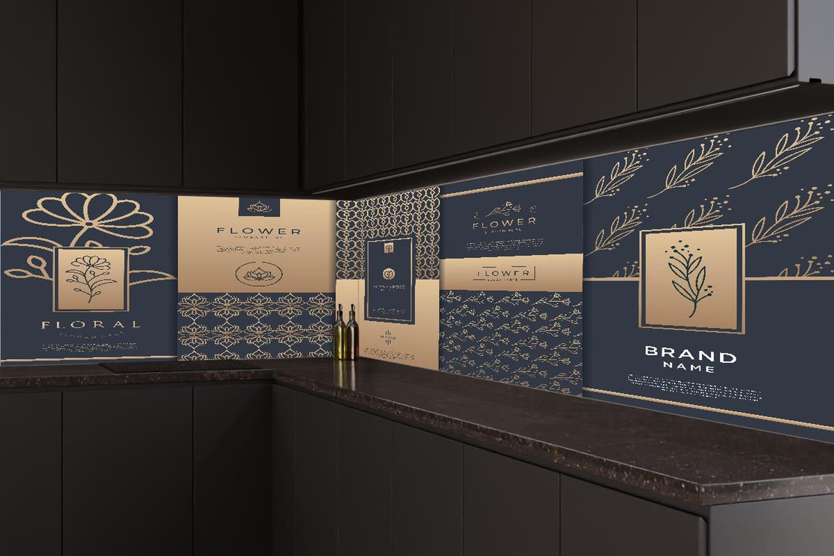Küchenrückwand - Elegante Gold-Design Verpackungskollektion