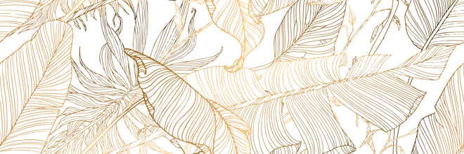 Küchenrückwand - Elegante Goldene Linien Kunst Pflanzenmuster