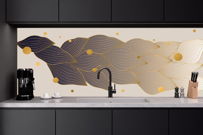 Küchenrückwand - Elegante Graphik mit Goldakzenten