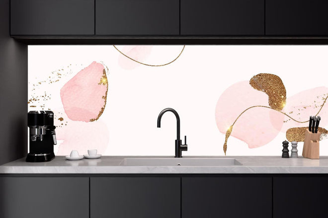 Küchenrückwand - Elegante Rosa und Gold Muster Design