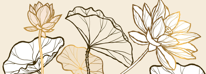 Küchenrückwand - Elegante goldene Linienkunst auf Beige