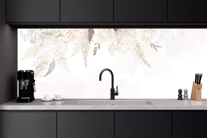 Küchenrückwand - Elegantes Blumenmuster in Pastell