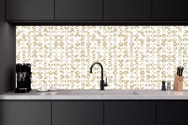 Küchenrückwand - Elegantes Gold-Weiß Ornament Muster