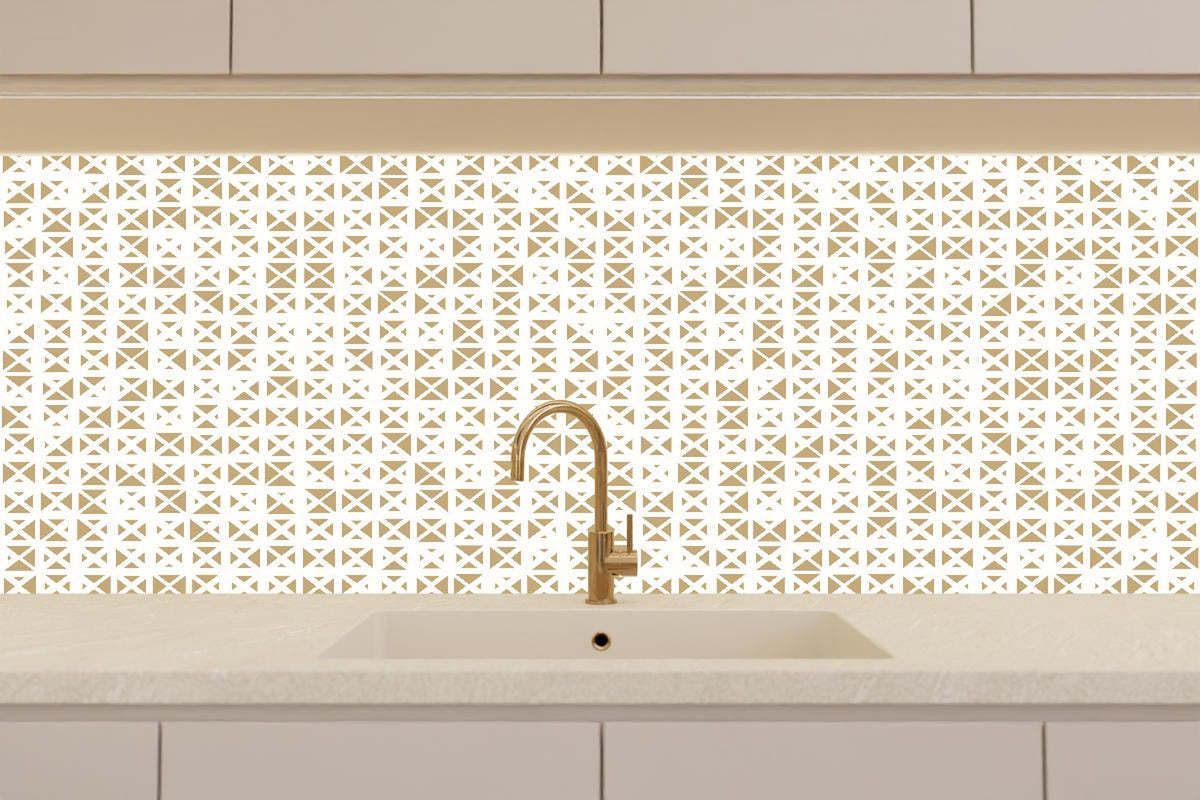 Küchenrückwand - Elegantes Gold-Weiß Ornament Muster