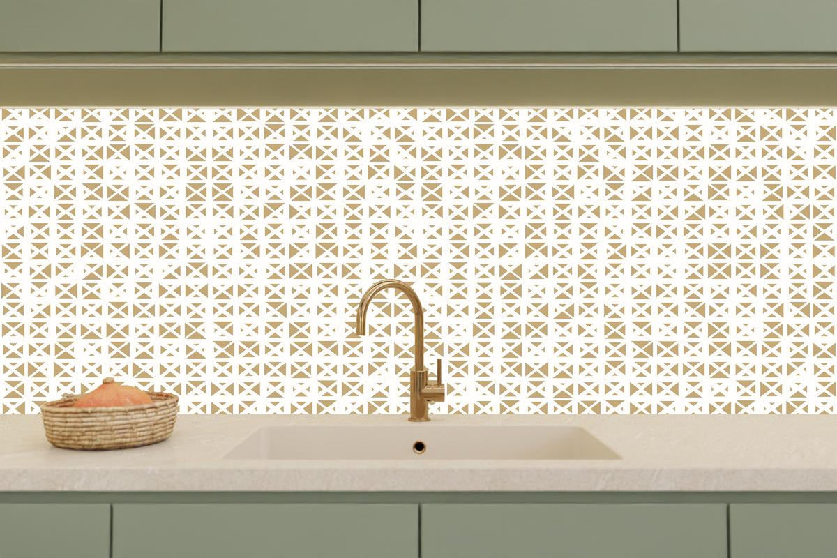 Küchenrückwand - Elegantes Gold-Weiß Ornament Muster