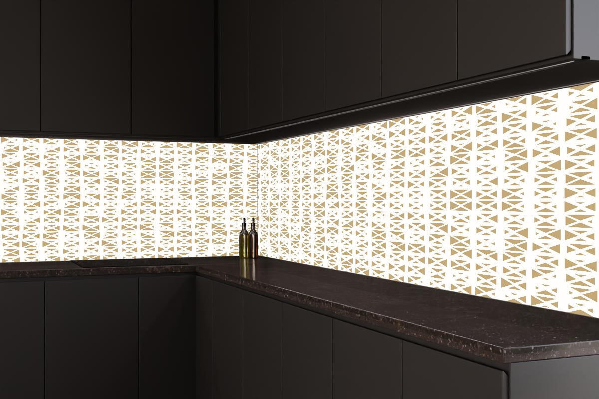 Küchenrückwand - Elegantes Gold-Weiß Ornament Muster