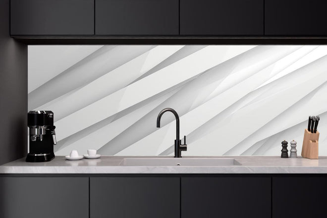 Küchenrückwand - Elegantes abstraktes Weiß und Grau Muster