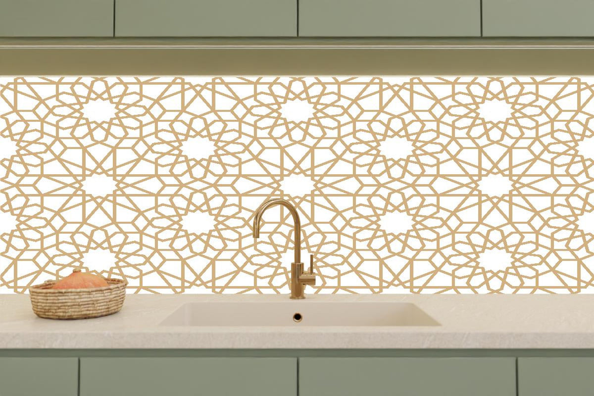 Küchenrückwand - Elegantes goldenes Muster auf Weiß