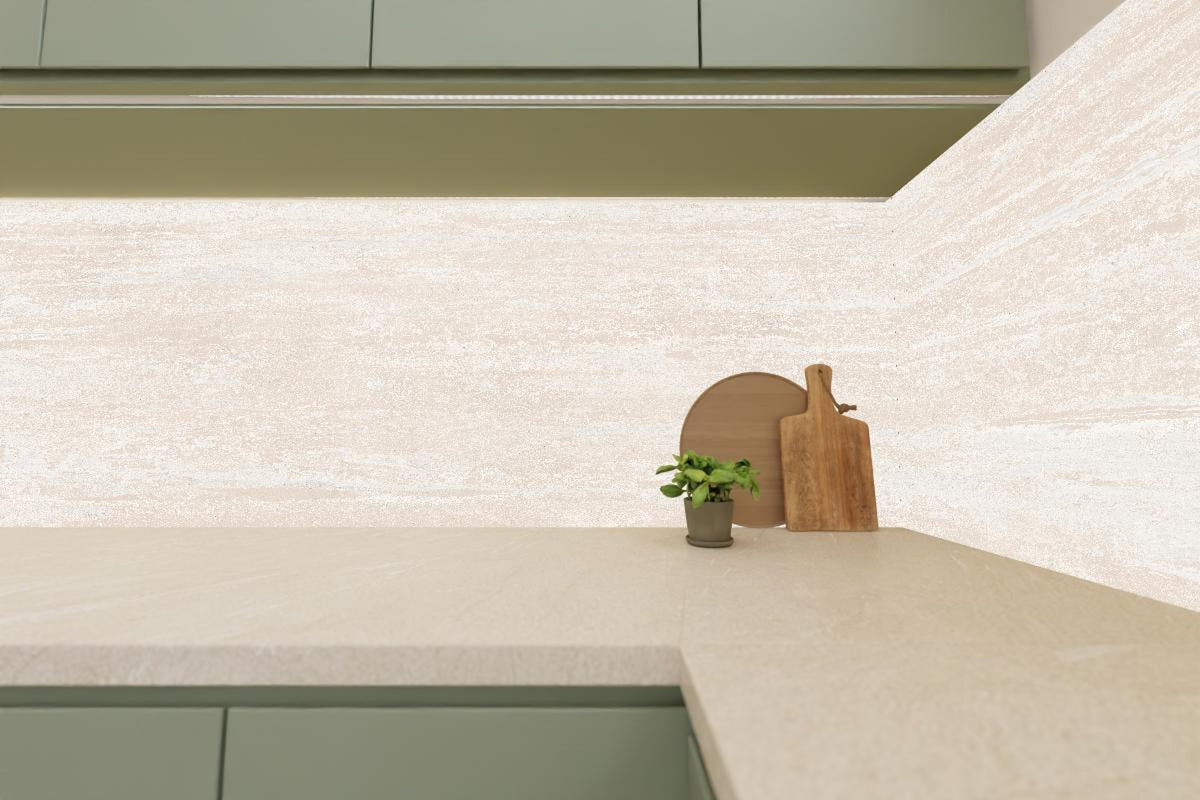 Küchenrückwand - Elfenbein beige Marmor