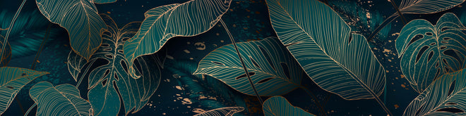 Küchenrückwand - Exotisches Blattwerk Design in Dunkelgrün