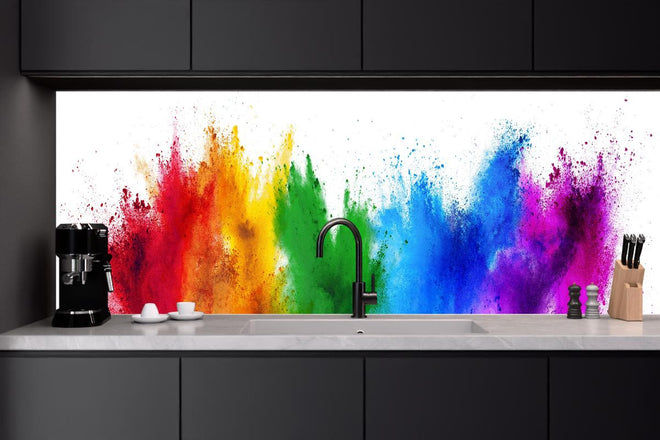 Küchenrückwand - Explosion von buntem Pulver