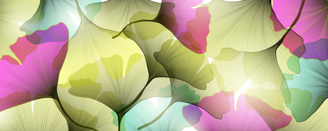 Küchenrückwand - Farbenfrohe Ginkgo Blätter Kunst-Design