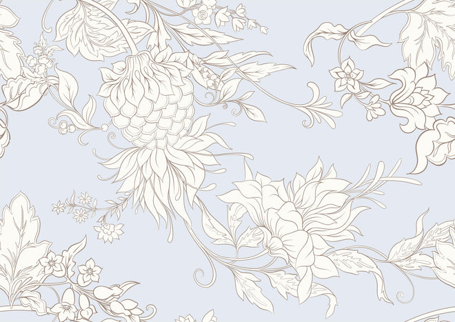 Küchenrückwand - Floral Weiß-Grau Muster Design