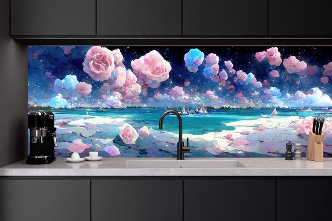 Küchenrückwand - Florale Traumwelt - Ozean