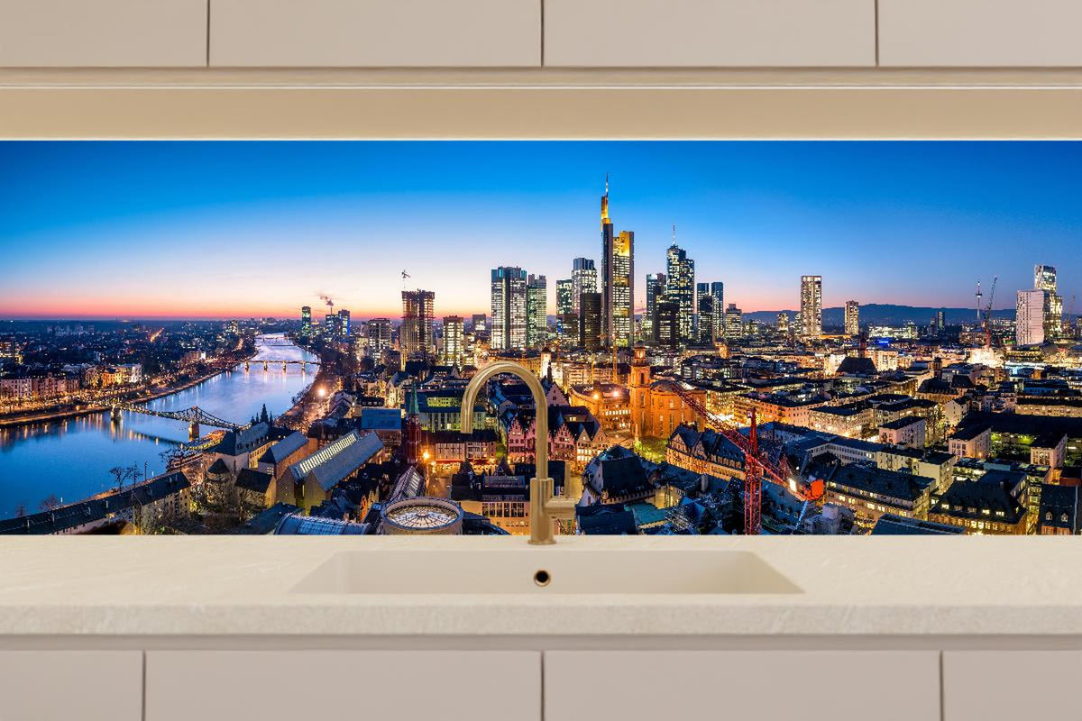 Küchenrückwand - Frankfurt Skyline Dämmerung 2