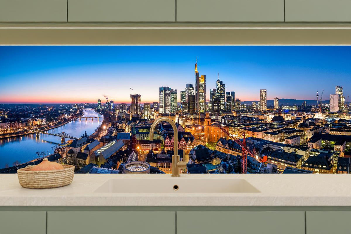 Küchenrückwand - Frankfurt Skyline Dämmerung 2