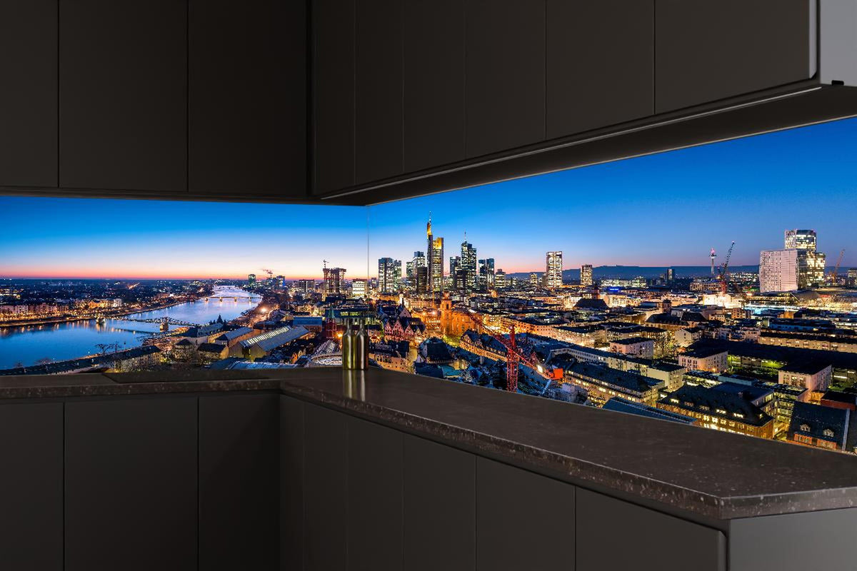 Küchenrückwand - Frankfurt Skyline Dämmerung 2