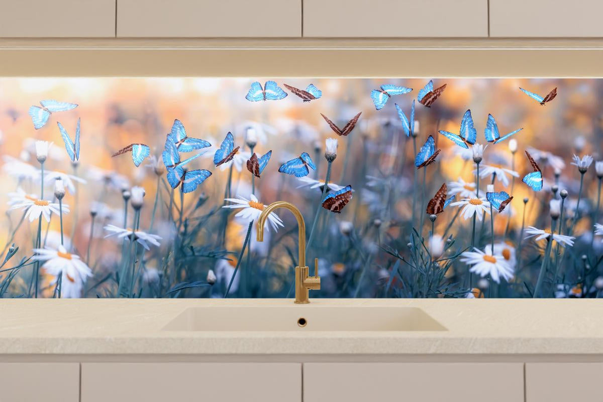 Küchenrückwand - Frühling Naturlandschaft mit wilden Blumen