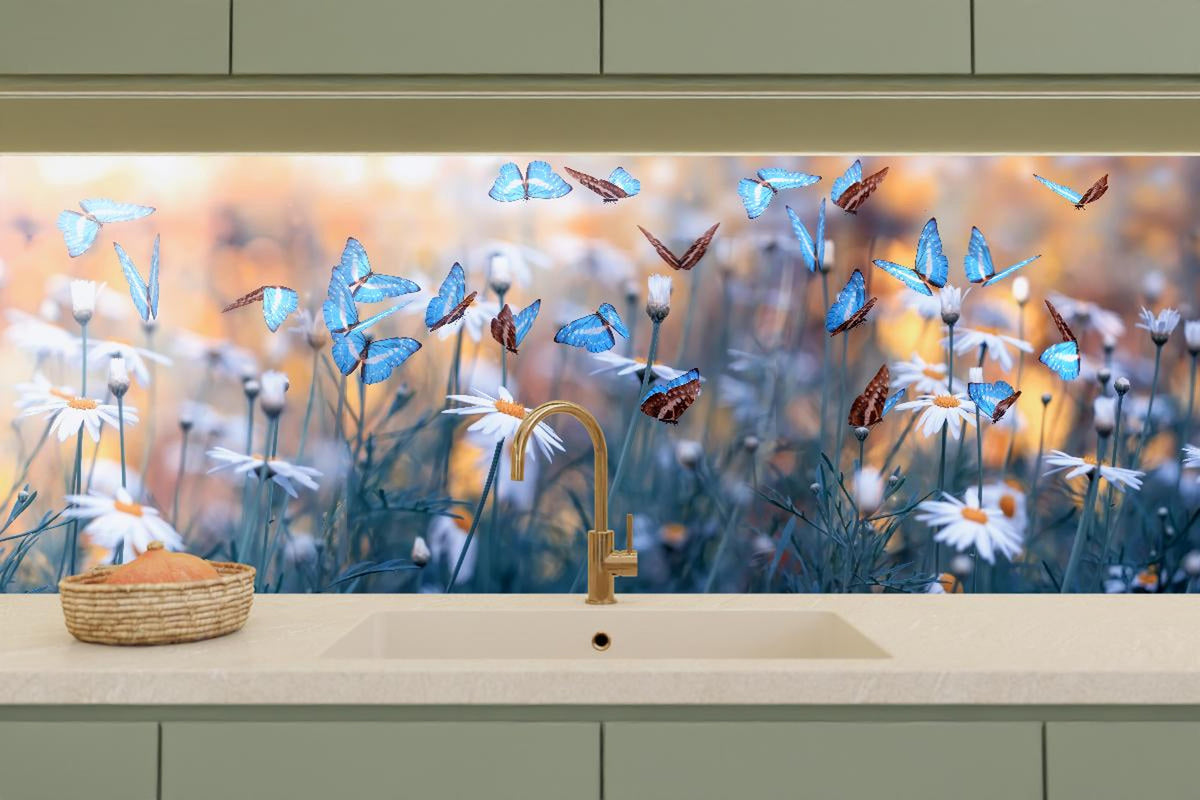 Küchenrückwand - Frühling Naturlandschaft mit wilden Blumen