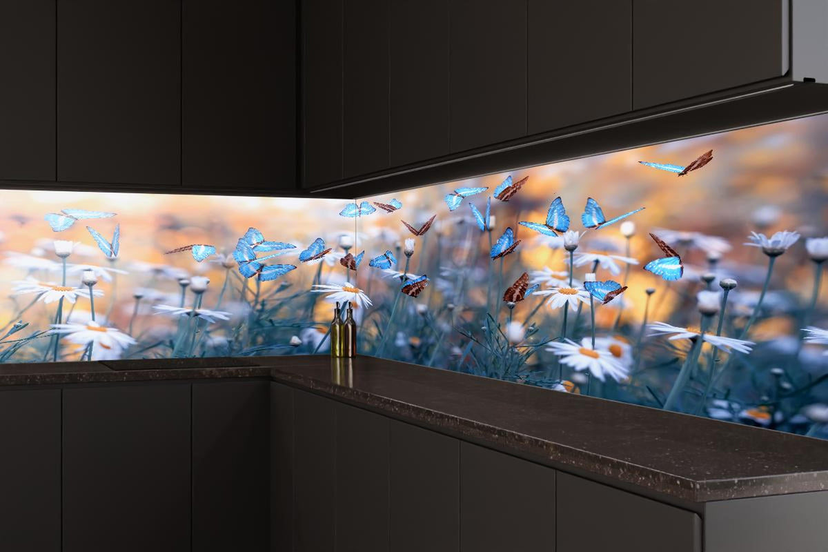 Küchenrückwand - Frühling Naturlandschaft mit wilden Blumen