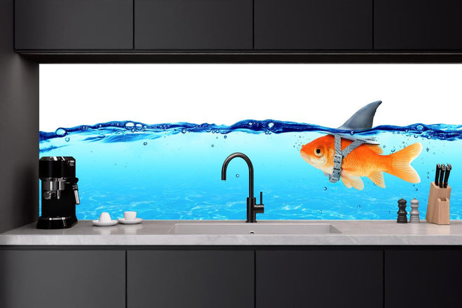 Küchenrückwand - Goldfisch als Hai