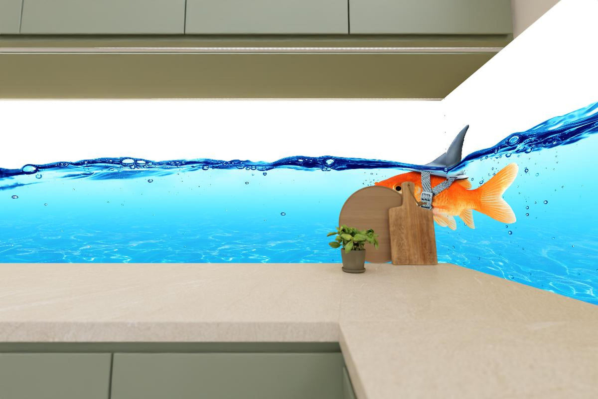 Küchenrückwand - Goldfisch als Hai
