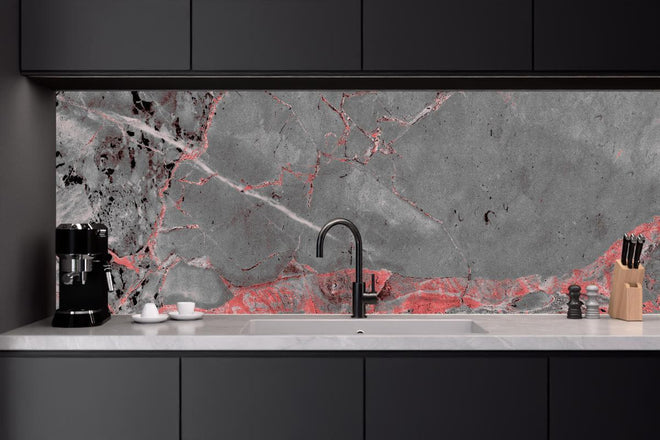 Küchenrückwand - Gräulich-rote Marmor Textur