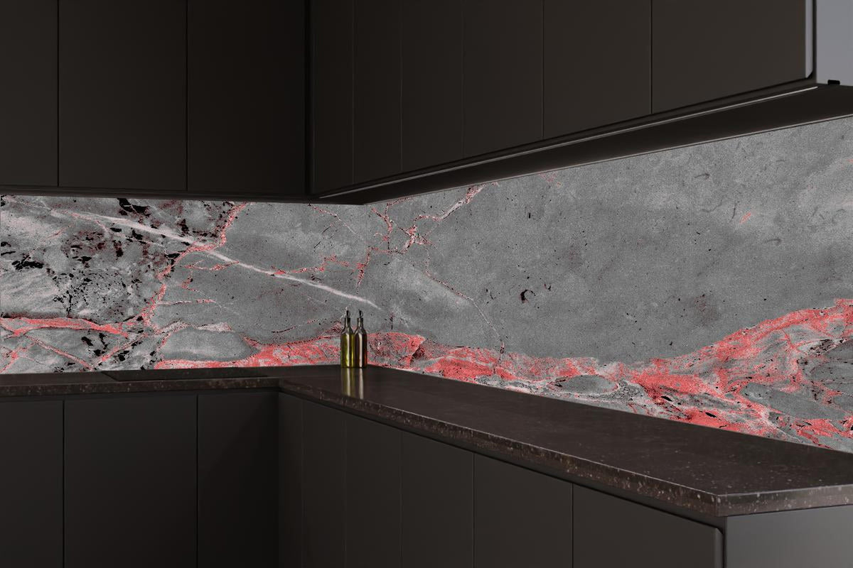 Küchenrückwand - Gräulich-rote Marmor Textur