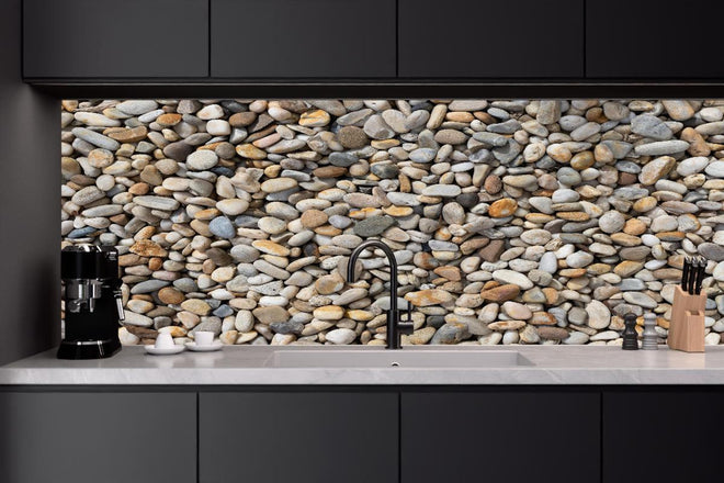 Küchenrückwand - Grau-Beige Natürliche Kieselstein-Textur