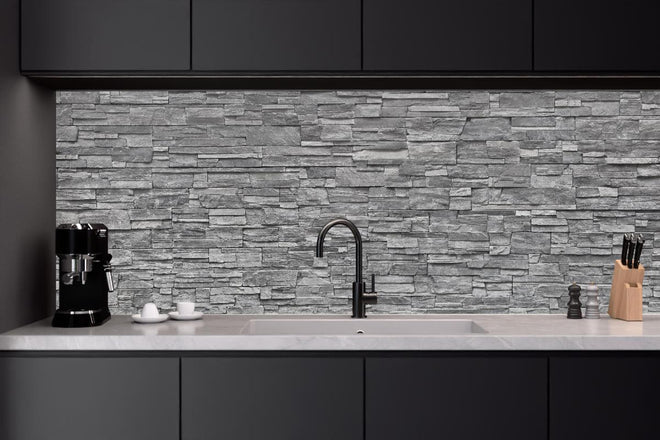 Küchenrückwand - Graue Steinwand