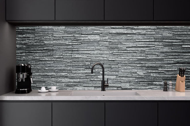 Küchenrückwand - Graue Steinziegel