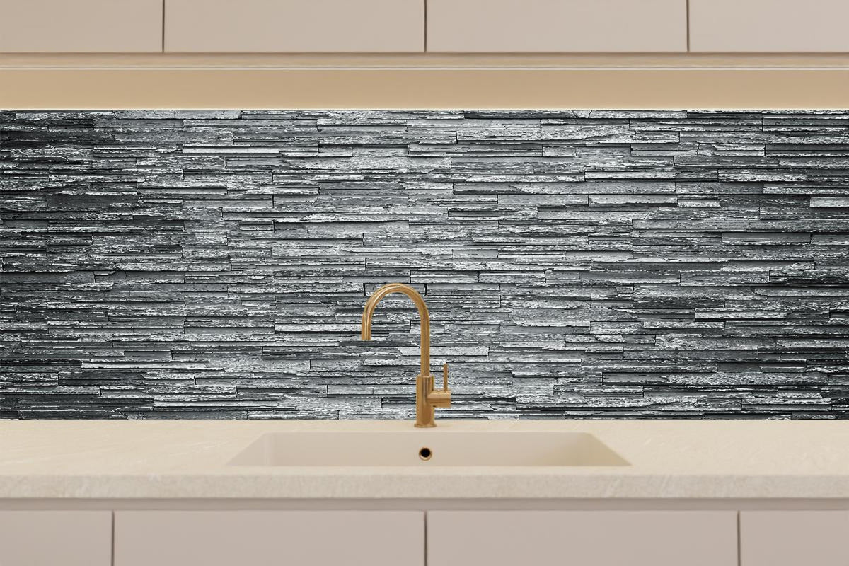 Küchenrückwand - Graue Steinziegel