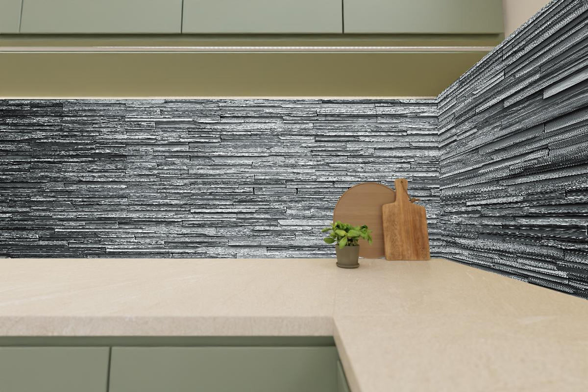 Küchenrückwand - Graue Steinziegel