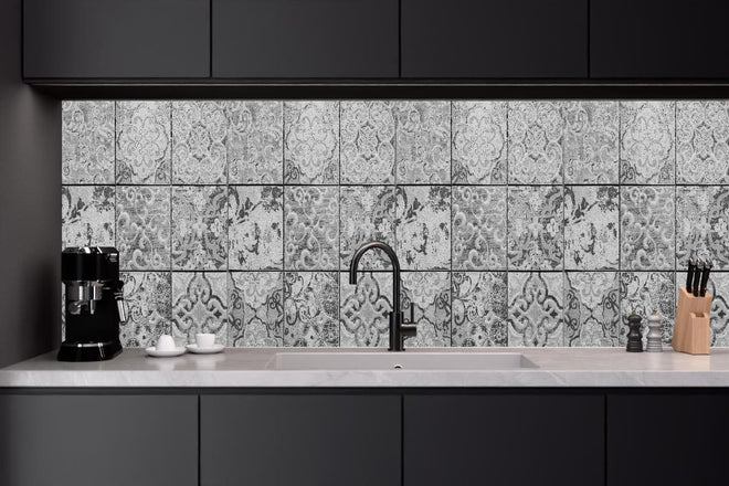 Küchenrückwand - Graue rechteckige Vintage Zementwand