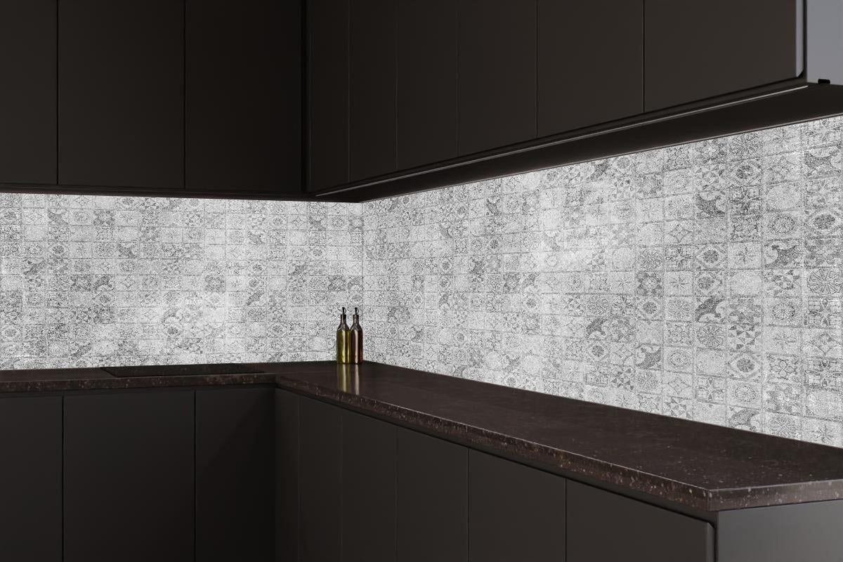 Küchenrückwand - Graues weißes Mosaikmotiv