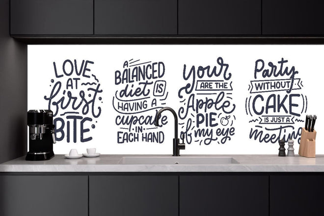 Küchenrückwand - Handgeschriebene süße Kuchen Zitate