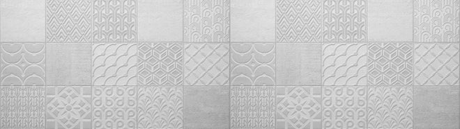 Küchenrückwand - Hellgraue quadratische Mosaik