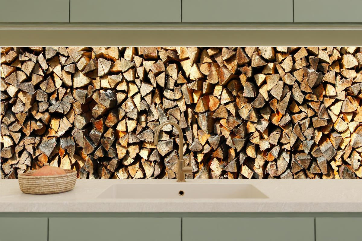 Küchenrückwand - Holzstämme