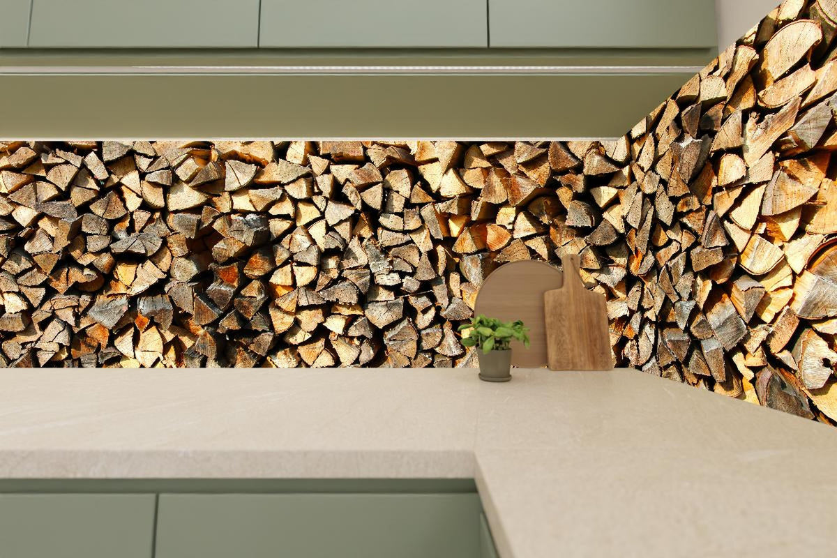 Küchenrückwand - Holzstämme
