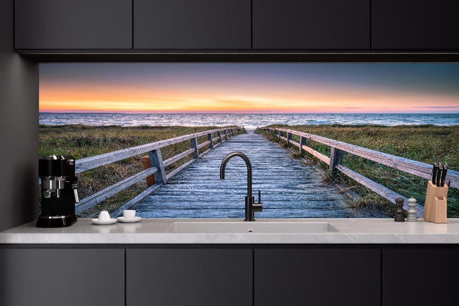 Küchenrückwand - Holzsteg am Strand