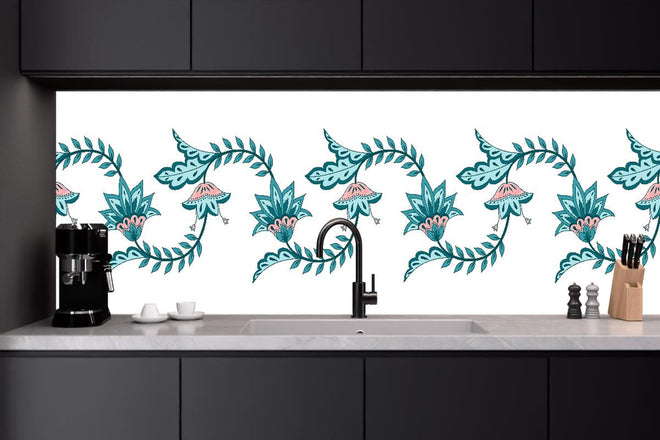 Küchenrückwand - Indischer Blumen-Chintz Paisley Vektor-Rand