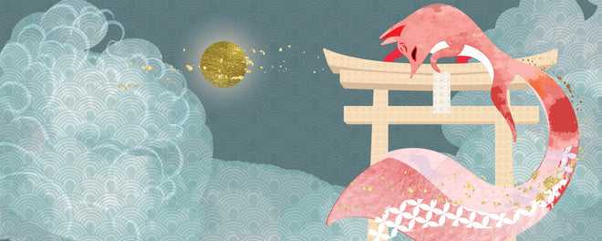 Küchenrückwand - Japanische Drache Illustration in Rot-Gold