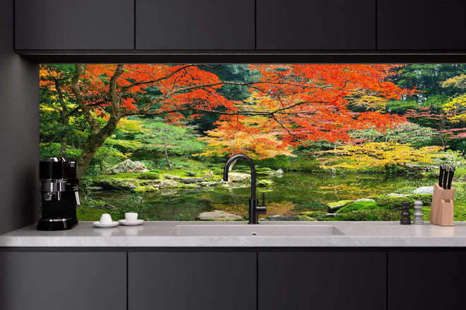 Küchenrückwand - Japanischer Garten im Herbst