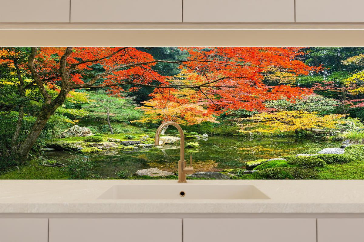 Küchenrückwand - Japanischer Garten im Herbst