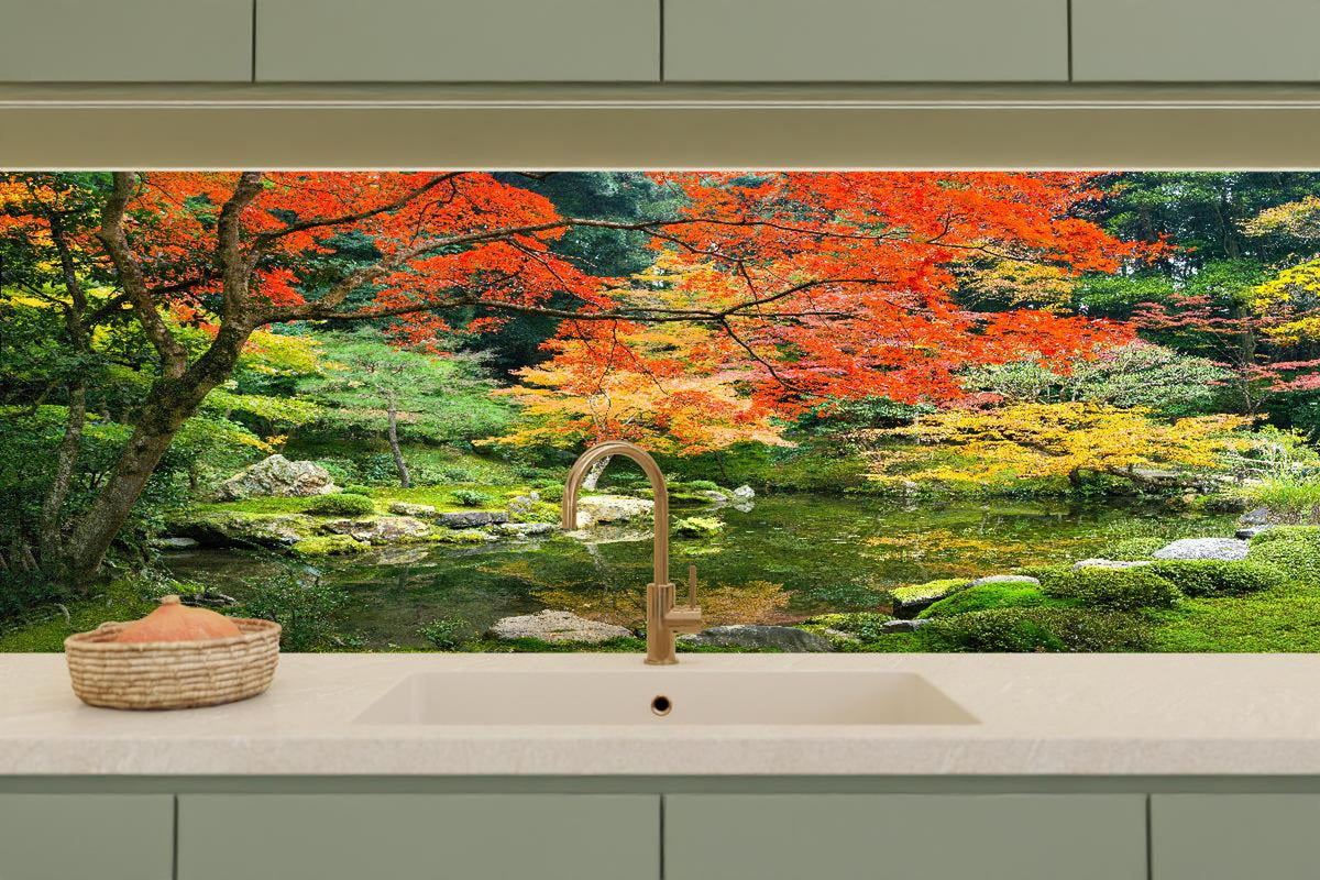 Küchenrückwand - Japanischer Garten im Herbst