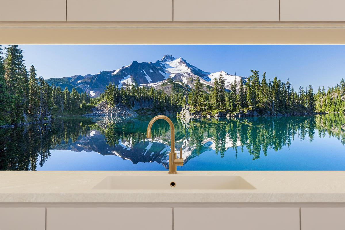 Küchenrückwand - Jefferson Park spiegelnd im Morgenlicht