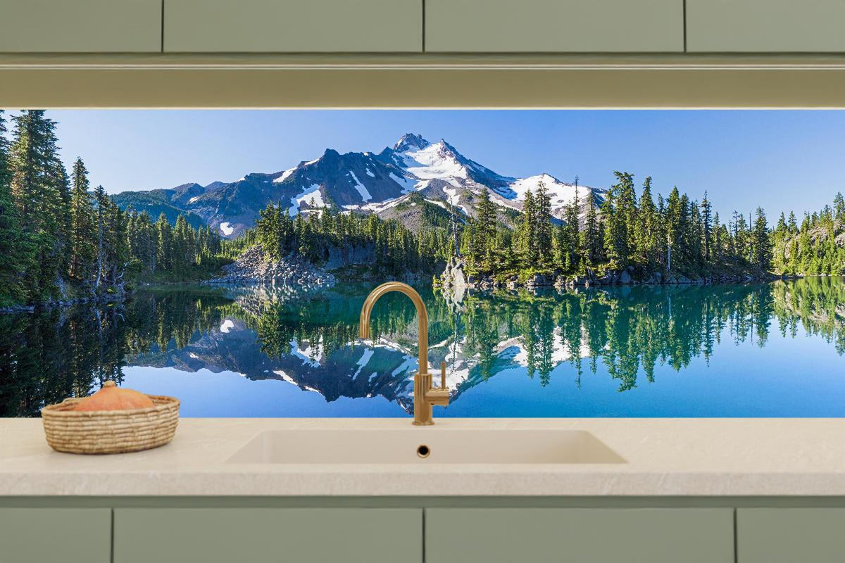 Küchenrückwand - Jefferson Park spiegelnd im Morgenlicht